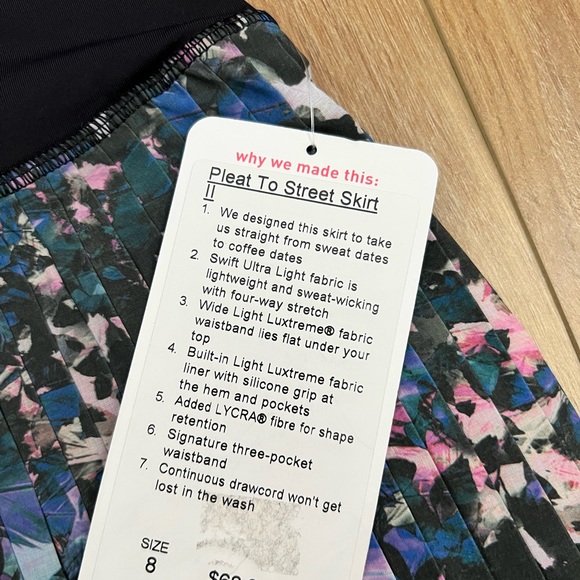 SOLD-NWT Lululemon Pleat To Street Skirt II
Floral Backdrop Black Multi / Black - Picture 10 of 10